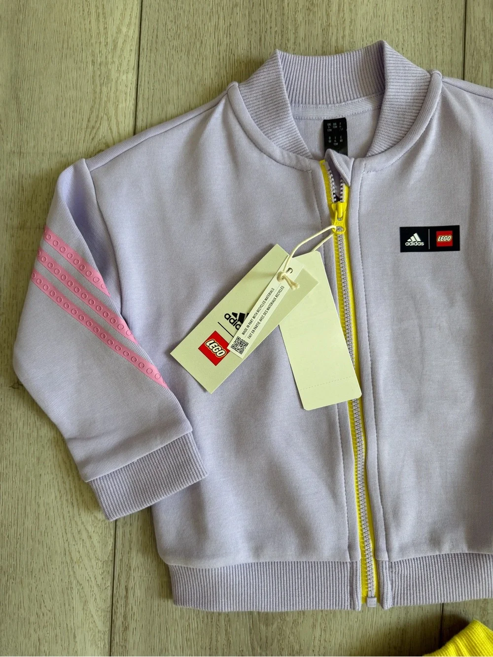 adidas Kids Lavender Zip Jacket with Yellow Jogger Pants